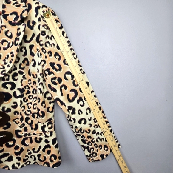 NANETTE LEPORE‎ Leopard Print Blazer 3/4 Sleeve Beige Artsy Buttons Womens Sz M - Picture 9 of 13